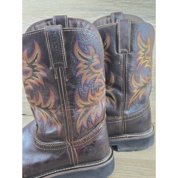 Justin Original Workboots Wide Square Toe Brown Men’s 9 1/2 EE WK4681. Design main image 11